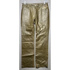 VTG Gap Boot Cut Leather Pants Womens Size 10 (30x30) Green Lined Moto Biker Y2K